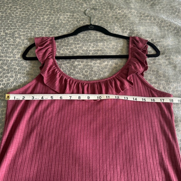 LOFT Brick Red Ribbed Ruffle Tank - Picture 9 of 10